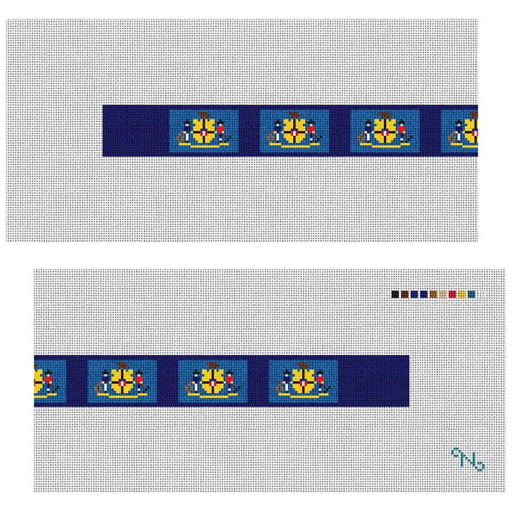 Wisconsin Flag Needlepoint Dog Collar Kit Stitched Preview