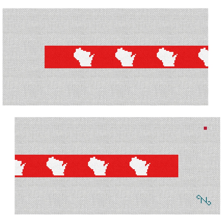 Wisconsin State Needlepoint Dog Collar Kit Stitched Preview
