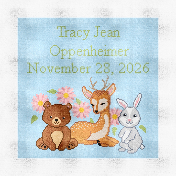 Woodland Birth Announcement Needlepoint Pillow Kit