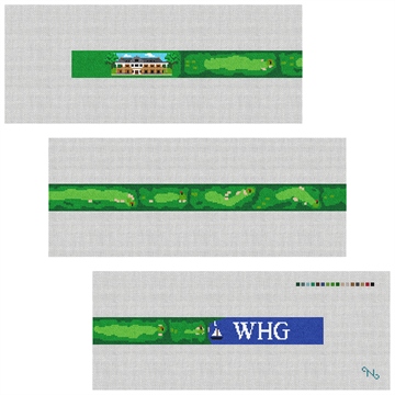 Woods Hole Golf Course Needlepoint Belt Kit Stitched Preview