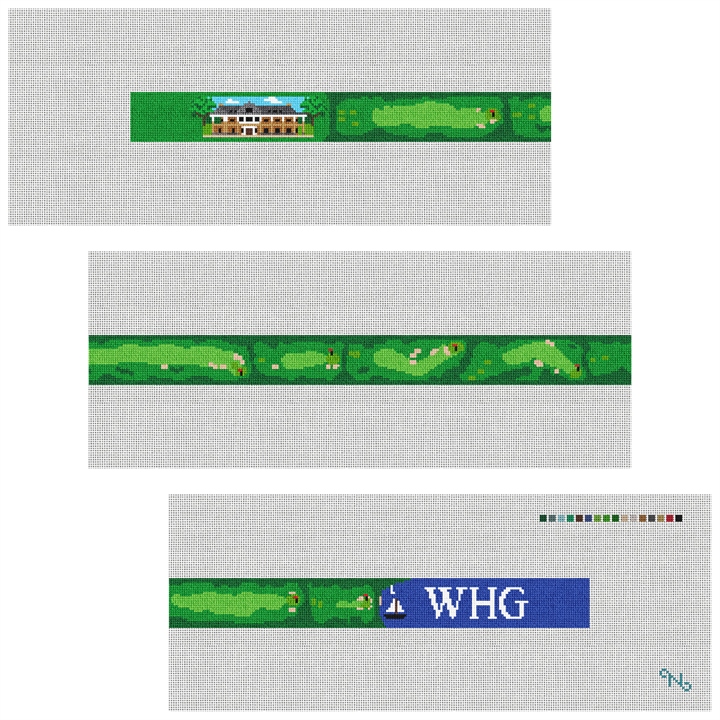 Woods Hole Golf Course Needlepoint Belt Kit Stitched Preview