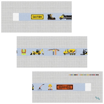 Work Zone Needlepoint Belt Kit Stitched Preview
