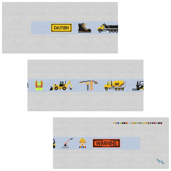 Work Zone Needlepoint Belt Kit Stitched Preview