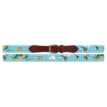 World Map Needlepoint Belt
