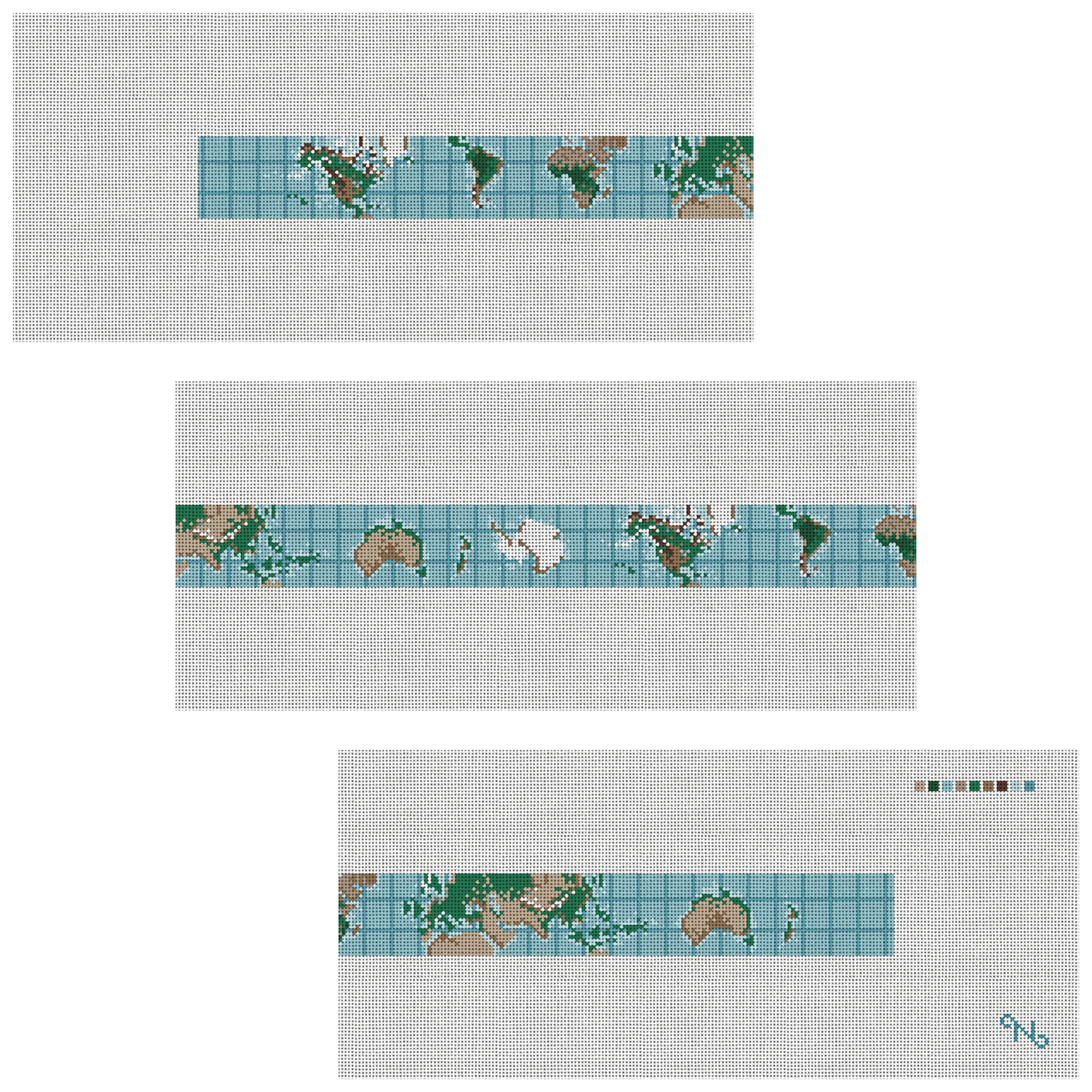 World Map Needlepoint Belt Kit