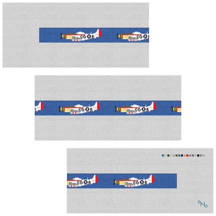World War II Airplane Needlepoint Kit Stitched Preview