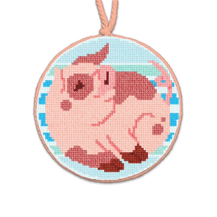 Year Of The Pig Needlepoint Ornament 
