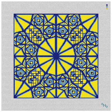 Yellow Aydin Needlepoint Kit Stitched Preview