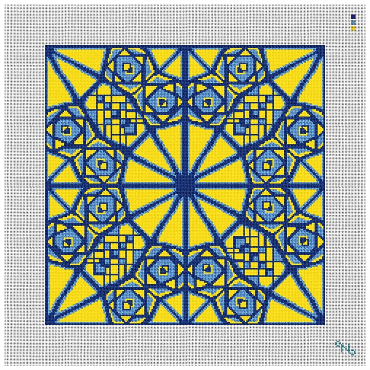 Yellow Aydin Needlepoint Kit Stitched Preview
