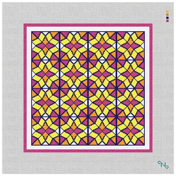 Yellow Cosenza Needlepoint Tapestry Kit Stitched Preview