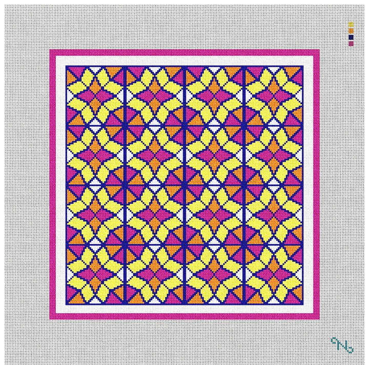 Yellow Cosenza Needlepoint Tapestry Kit Stitched Preview