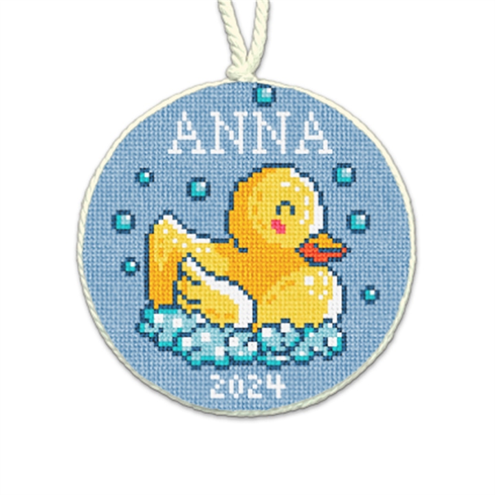 Yellow Duckie Needlepoint Ornament 