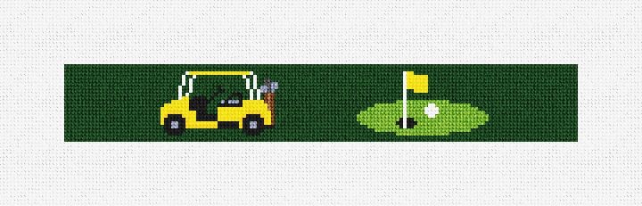 Yellow Golf Cart Needlepoint Key Fob Kit