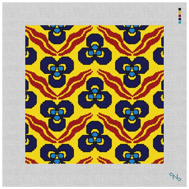 Yellow Izmir Needlepoint Kit Stitched Preview