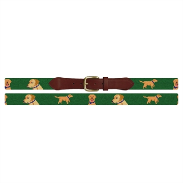 Yellow Lab Needlepoint Belt