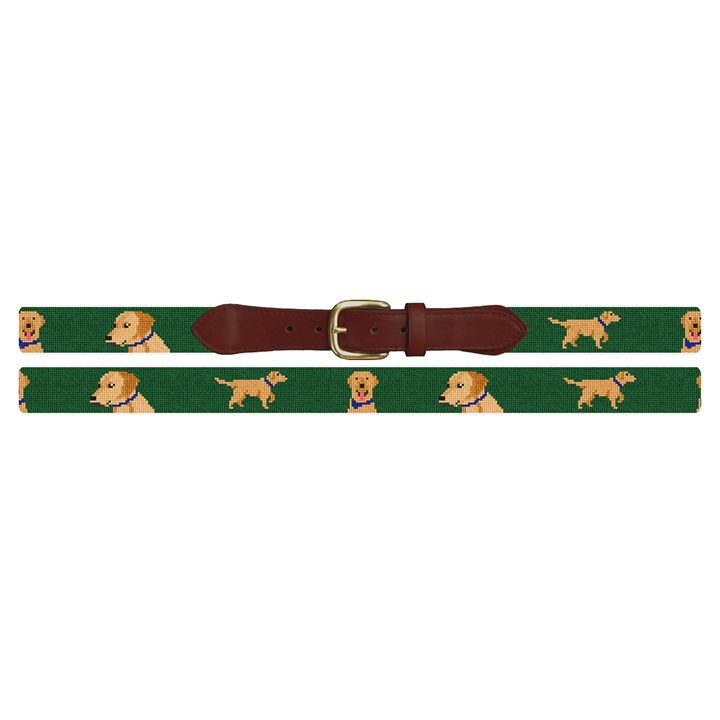Yellow Lab Needlepoint Belt