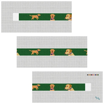 Yellow Lab Needlepoint Belt Kit Stitched Preview
