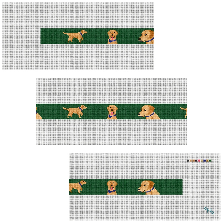 Yellow Lab Needlepoint Belt Kit Stitched Preview