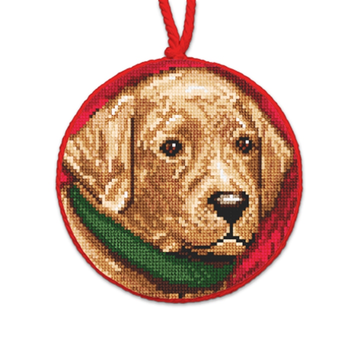 Yellow Lab Paws Needlepoint Ornament