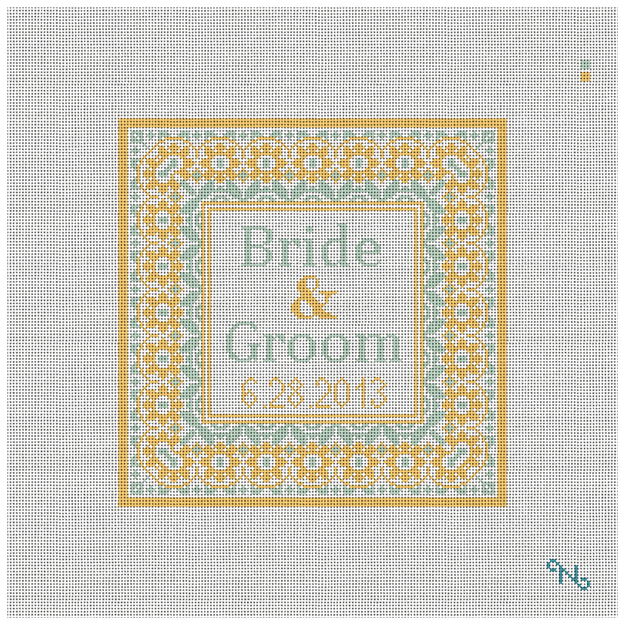 Yellow Taza Needlepoint Wedding Pillow Kit