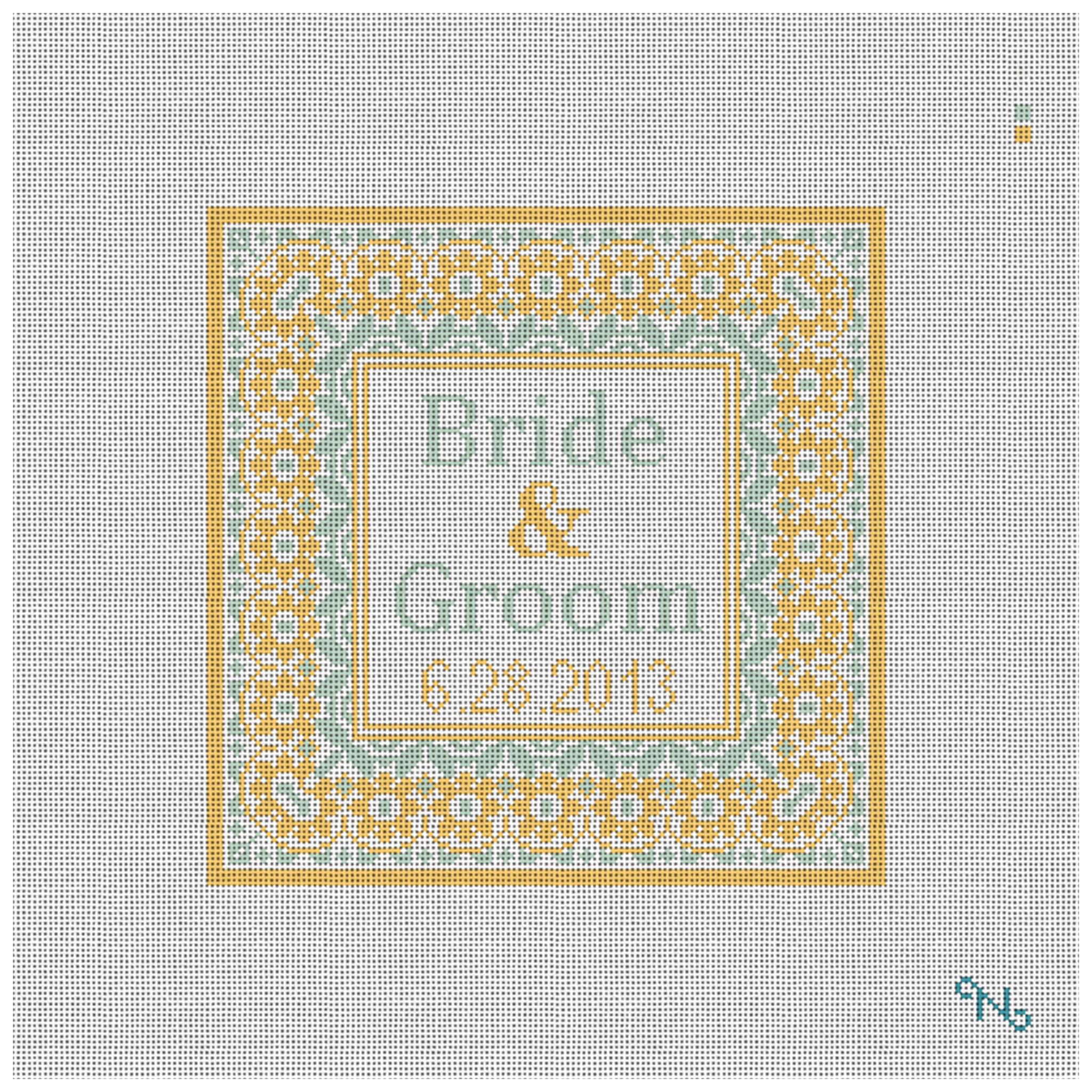 Yellow Taza Ring Bearer Pillow Needlepoint Kit