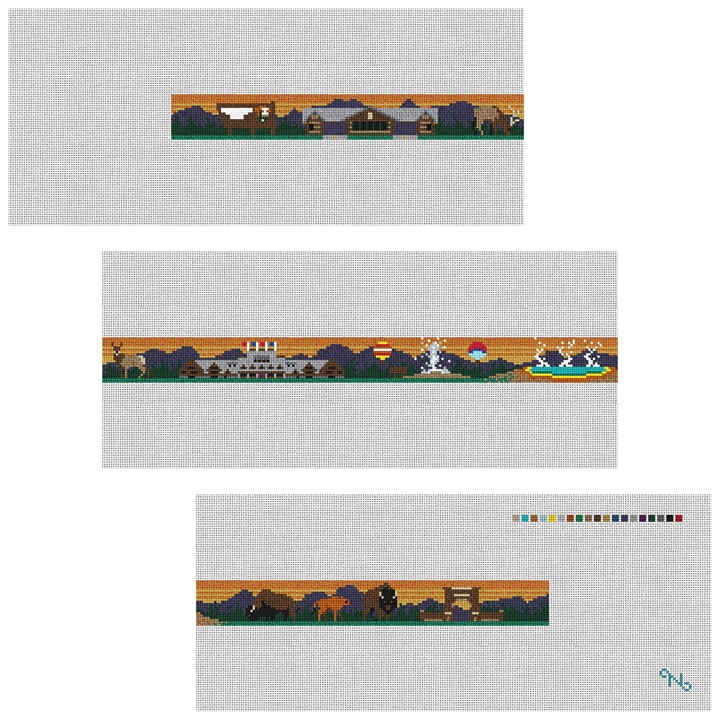 Yellowstone National Park Needlepoint Belt Kit Stitched Preview