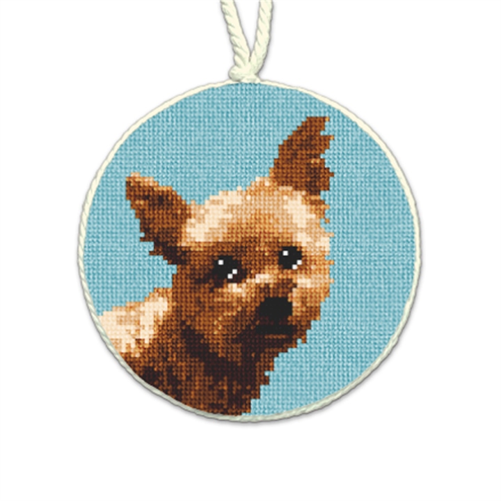 Yorkie Needlepoint Ornament