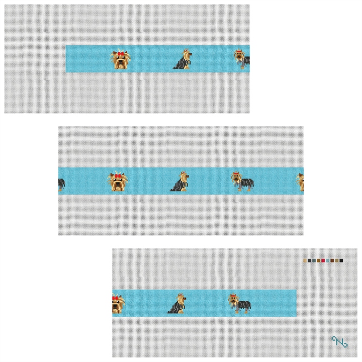 Yorkshire Terrier Needlepoint Belt Kit Stitched Preview