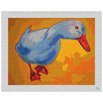 Zelda the Duck Needlepoint Kit Stitched Preview