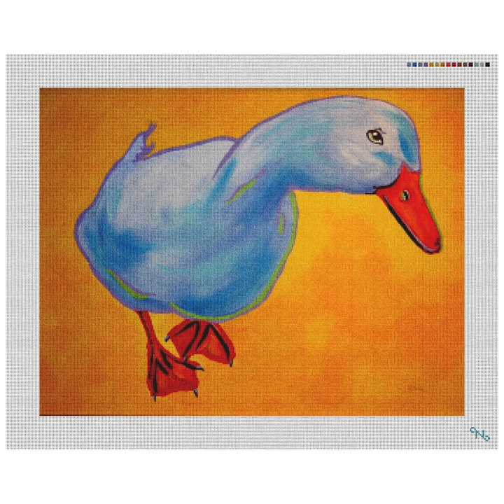 Zelda the Duck Needlepoint Kit Stitched Preview