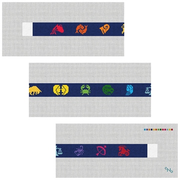 Zodiac Needlepoint Belt Kit Stitched Preview