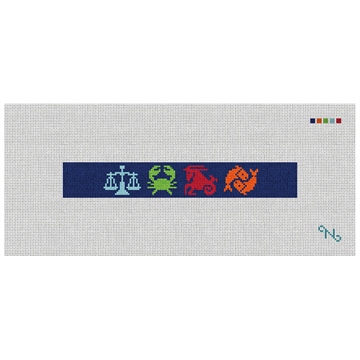 Zodiac Needlepoint Key Fob Kit Stitched Preview