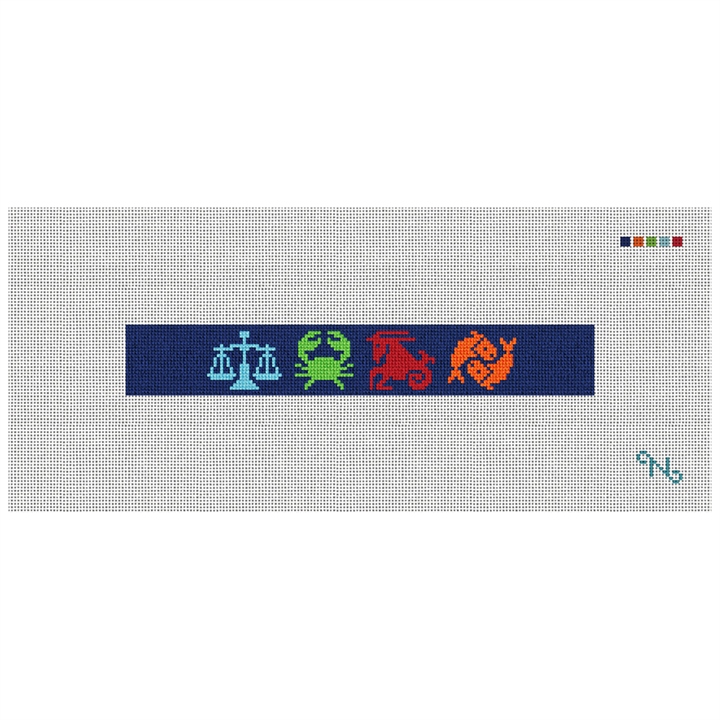 Zodiac Needlepoint Key Fob Kit Stitched Preview